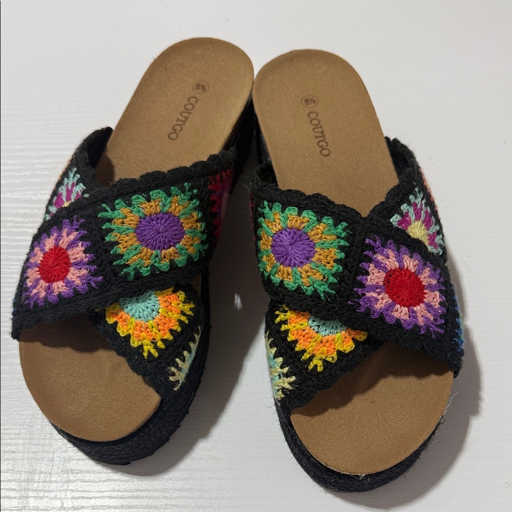 Multicolor Crochet Slide Sandals